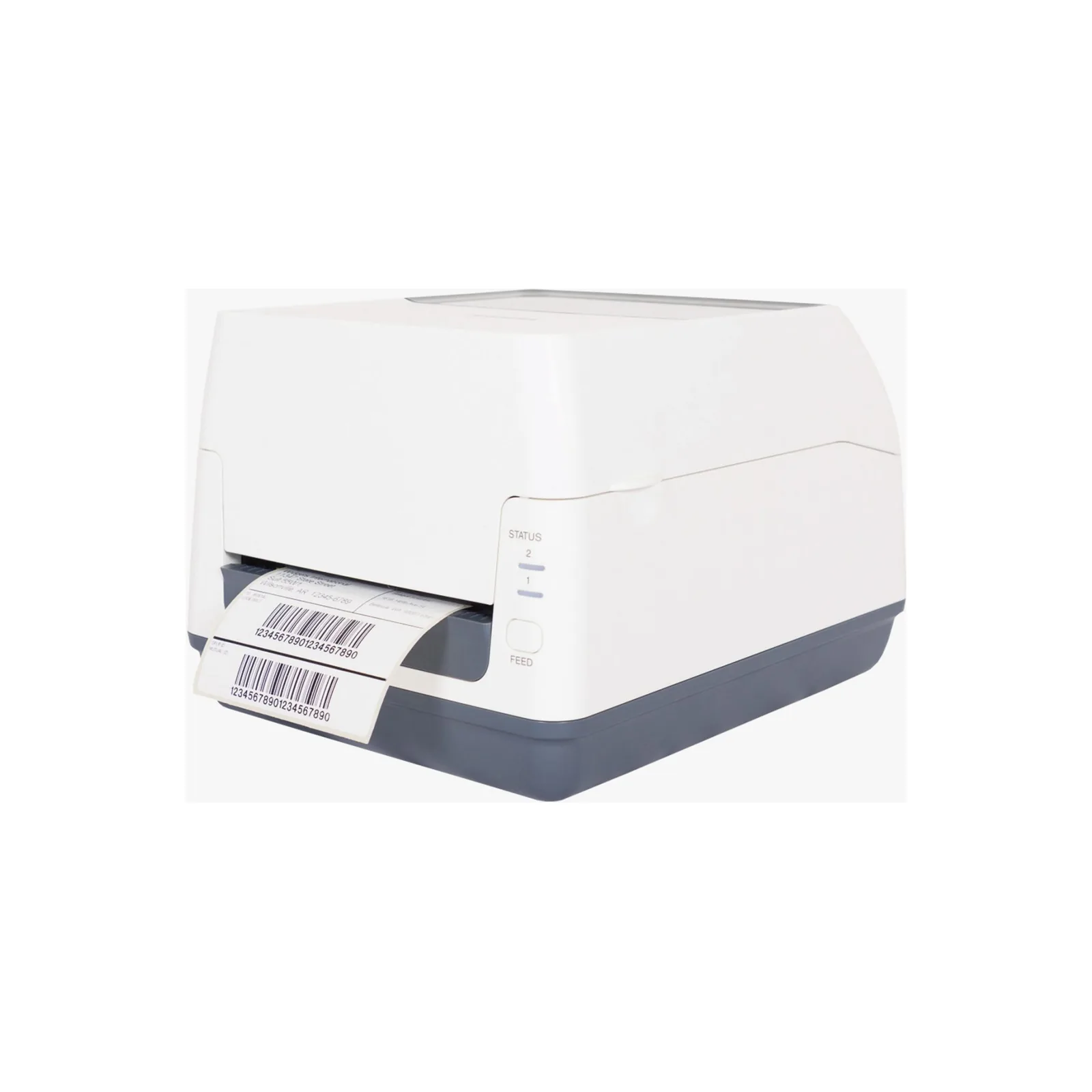 Stampante Toshiba B-FV4T - vista lato sinistro con etichetta in uscita