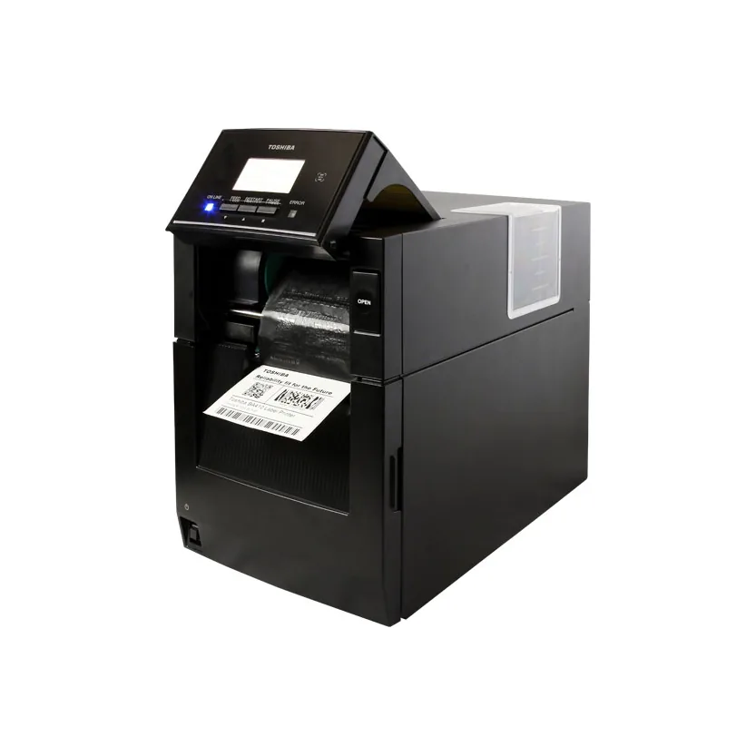 Stampante Toshiba BA410T - vista gruppo testina sollevato, nastro in vista