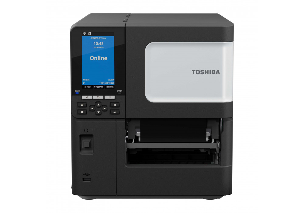 Stampante industriale Toshiba BX410T vista frontale