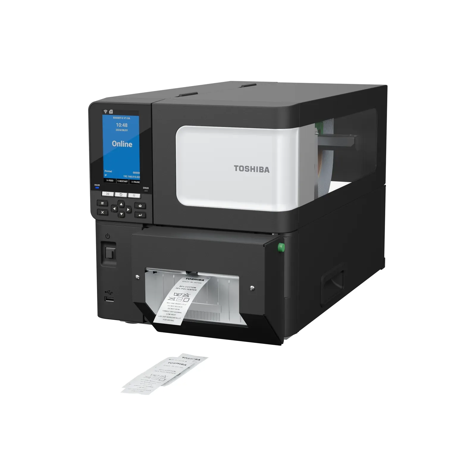 Stampante Toshiba BX430T - vista con etichette
