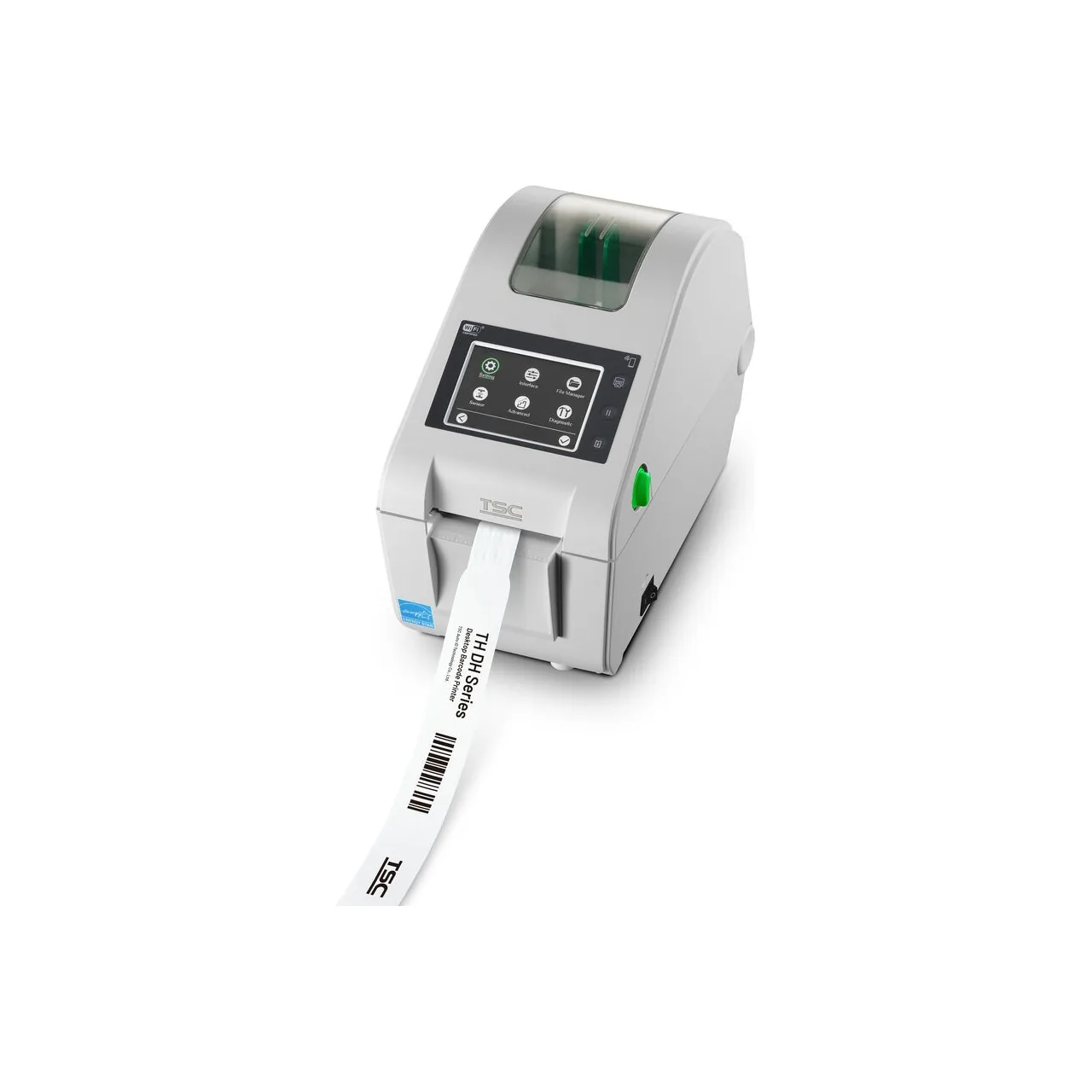 Stampante TSC DH220LHC - vista bianca display touch braccialetto