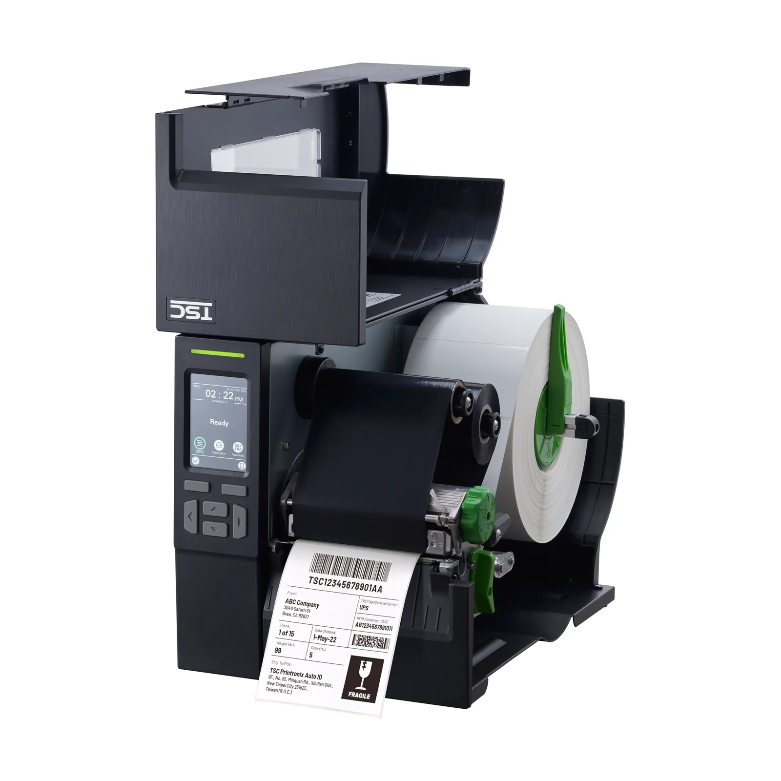 Stampante TSC MB241 - vista MB241T aperta con etichetta