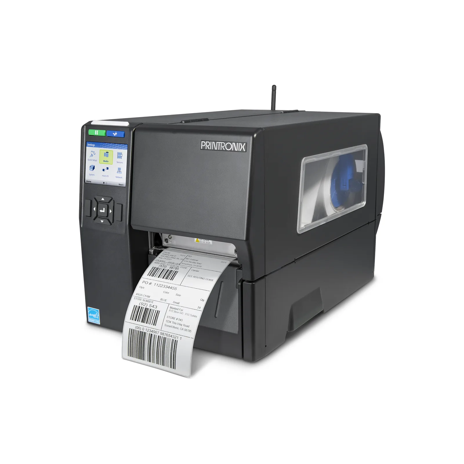 Stampante TSC Printronix T4000 - vista T4000 vista di tre quarti: frontale con display a colori, sp