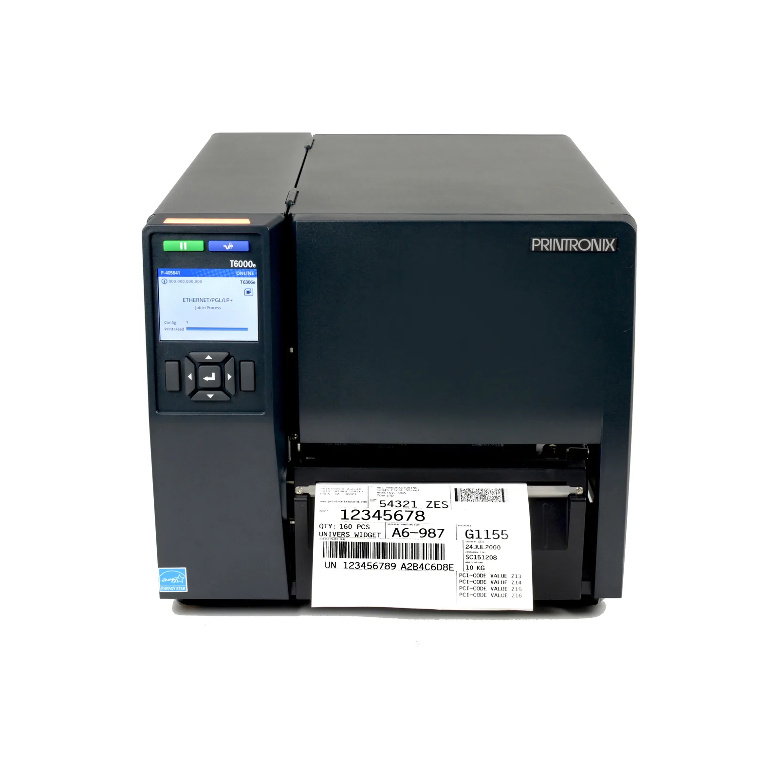 Stampante TSC Printronix T6000e - vista t6000e 6 frontale etichetta display T630