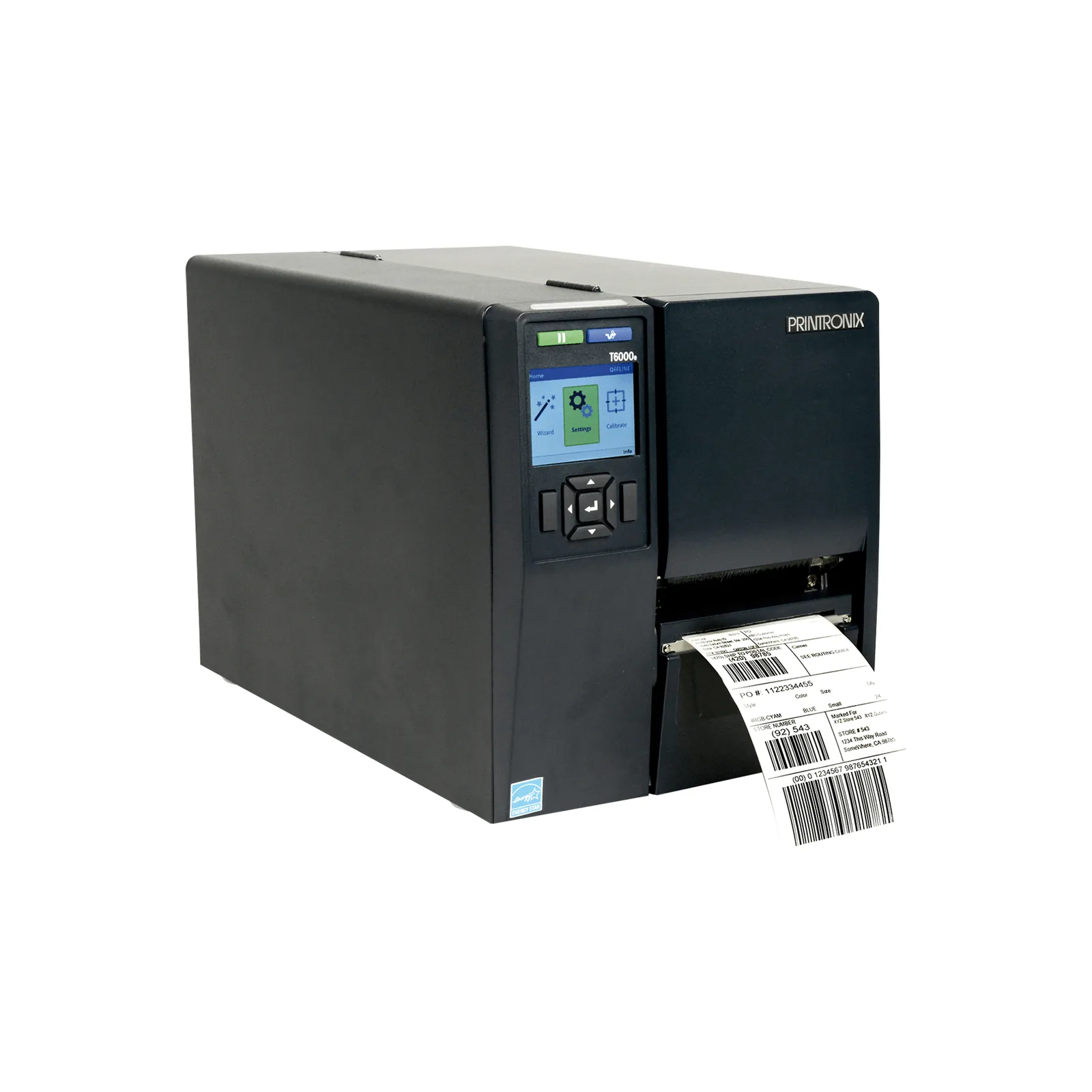 Stampante TSC Printronix T6000e - vista T6000e da 4 pollici di tre quarti che mostra il fianco sinis