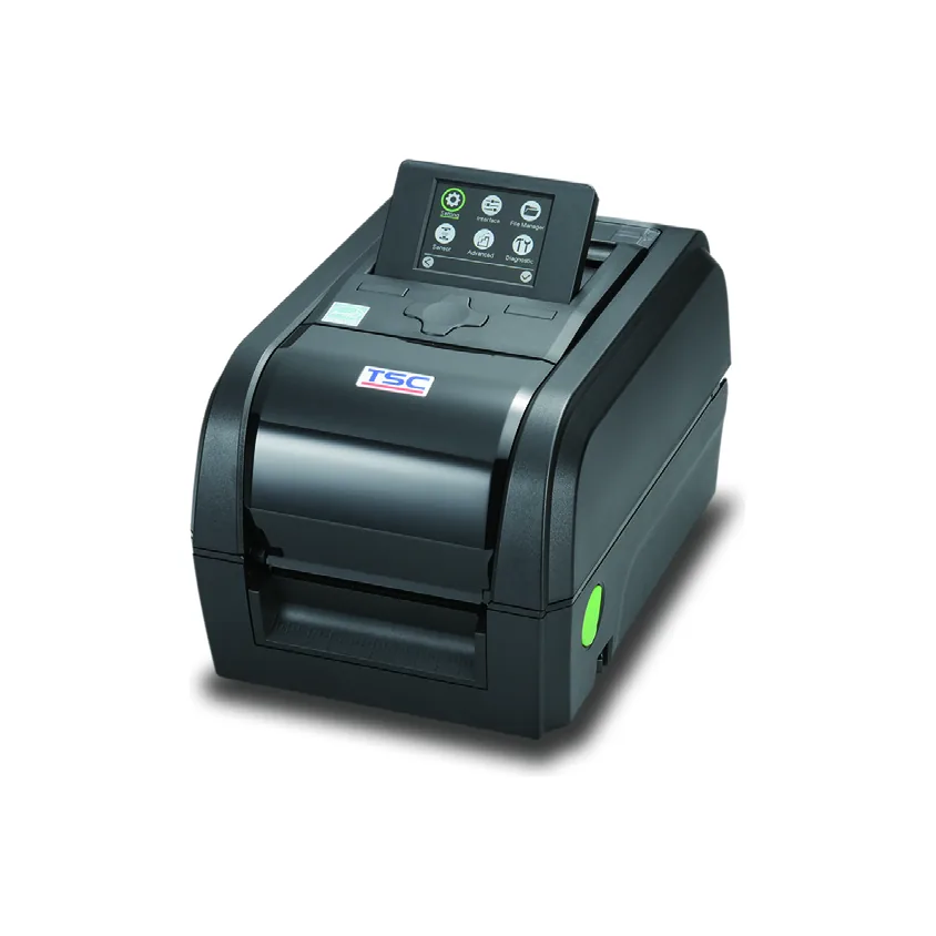 Stampante TSC TX210 - vista tre quarti anteriore sinistro - versione con display LCD a colori