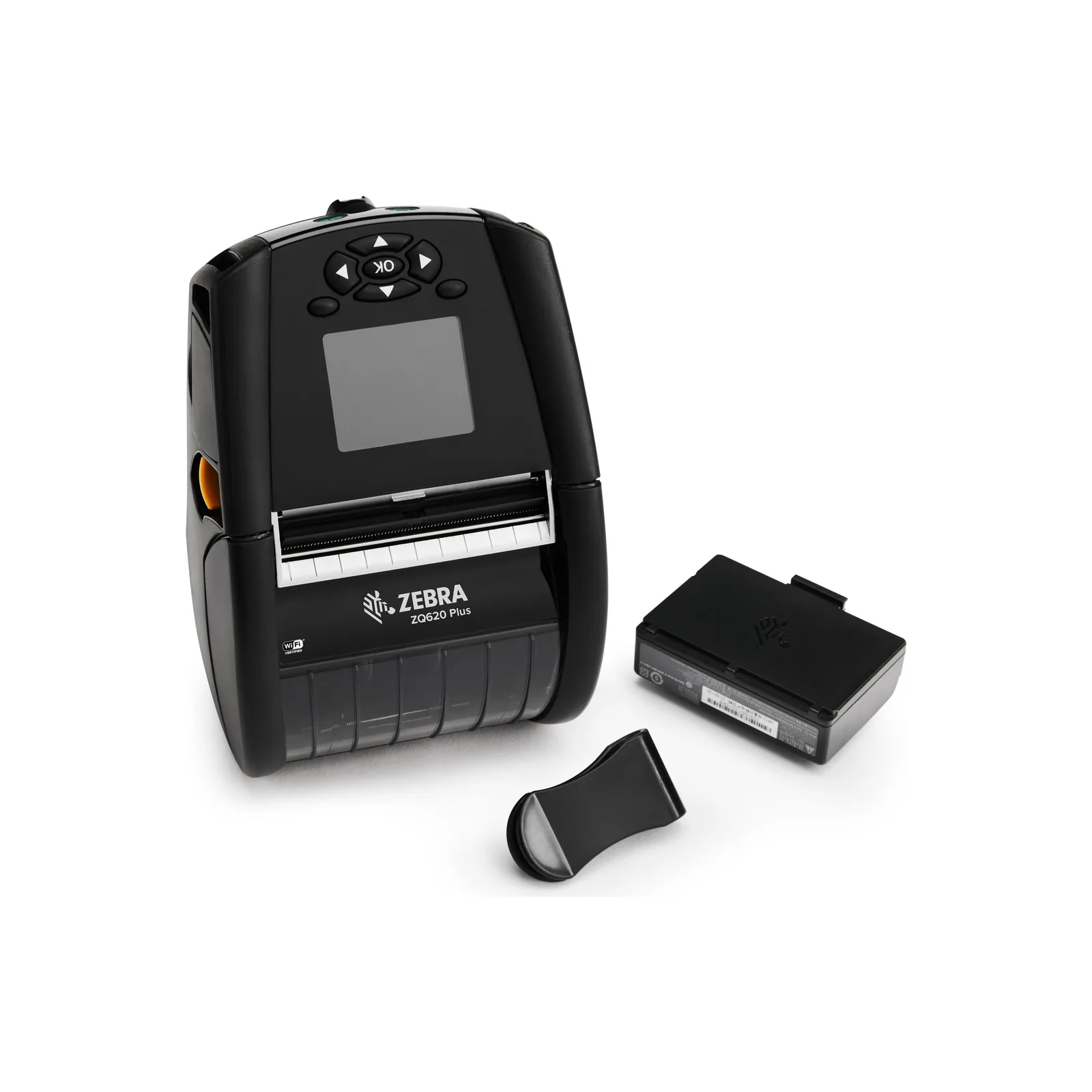Stampante Zebra ZQ600 Plus - vista fronte (da destra) (con confezione)