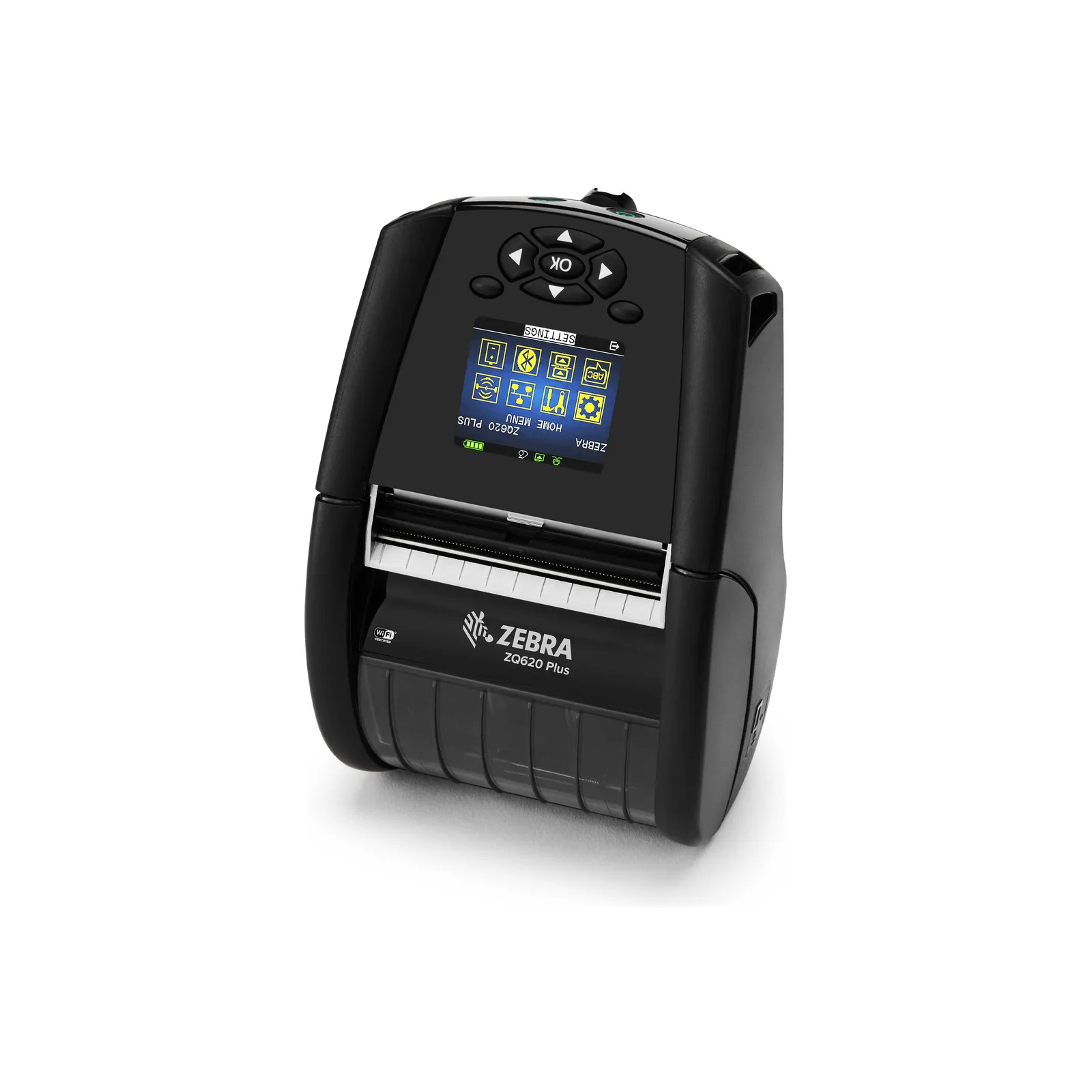 Stampante Zebra ZQ600 Plus - vista fronte (da sinistra)