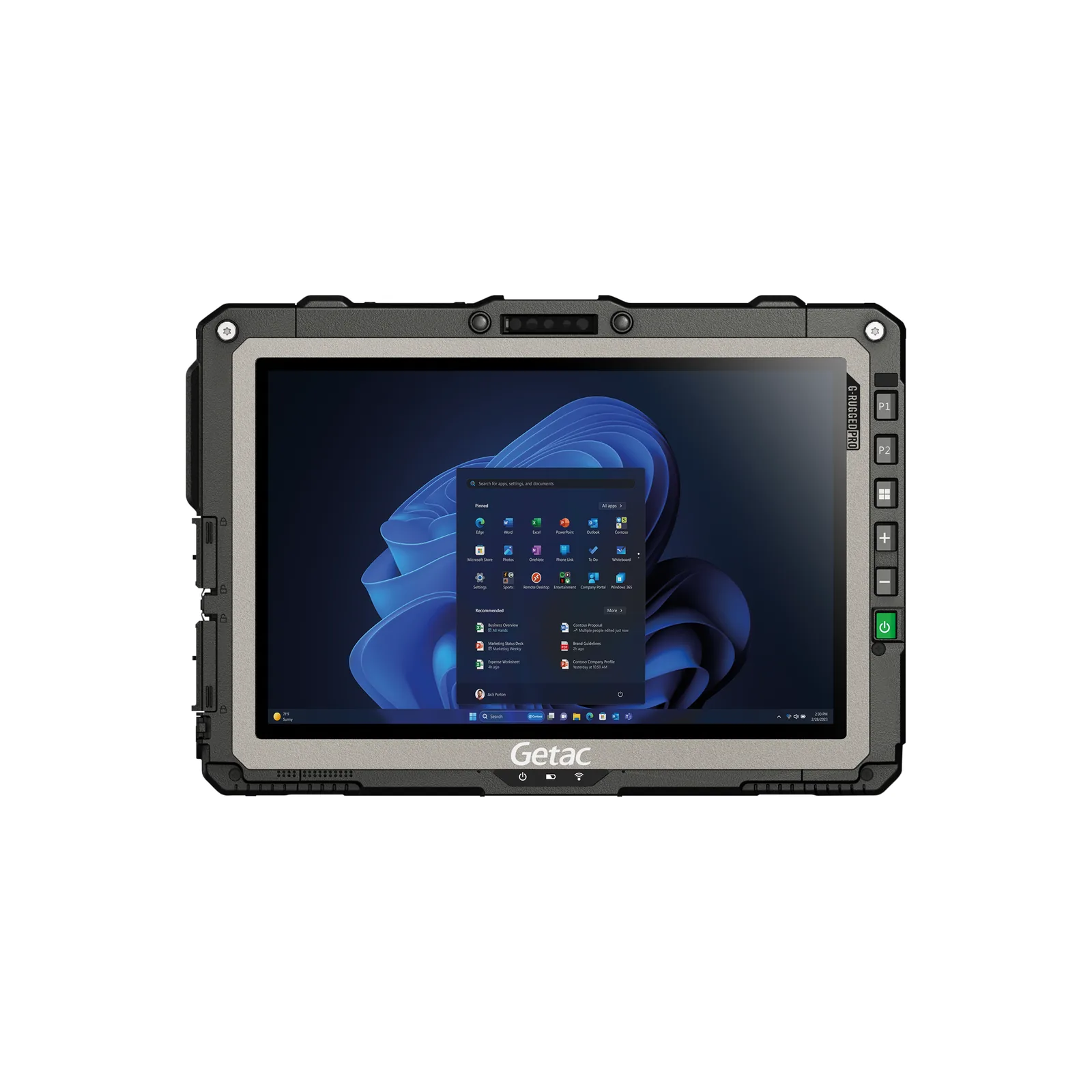 Tablet Getac UX10 - vista frontale puro, sfondo bianco