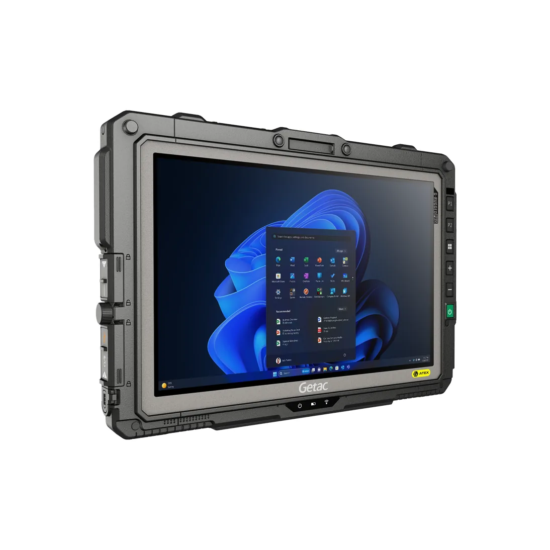 Tablet Getac UX10 - vista tre quarti fronte-sinistra, versione EX/ATEX