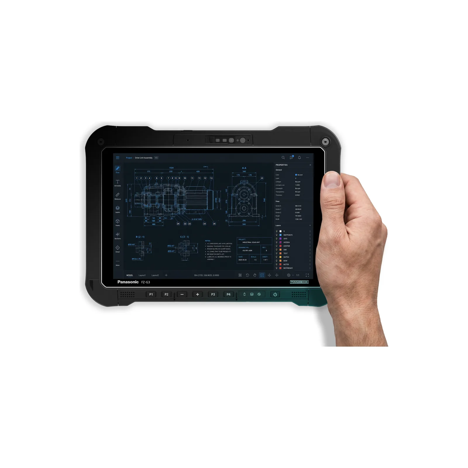 Tablet Panasonic TOUGHBOOK G3 - vista in mano