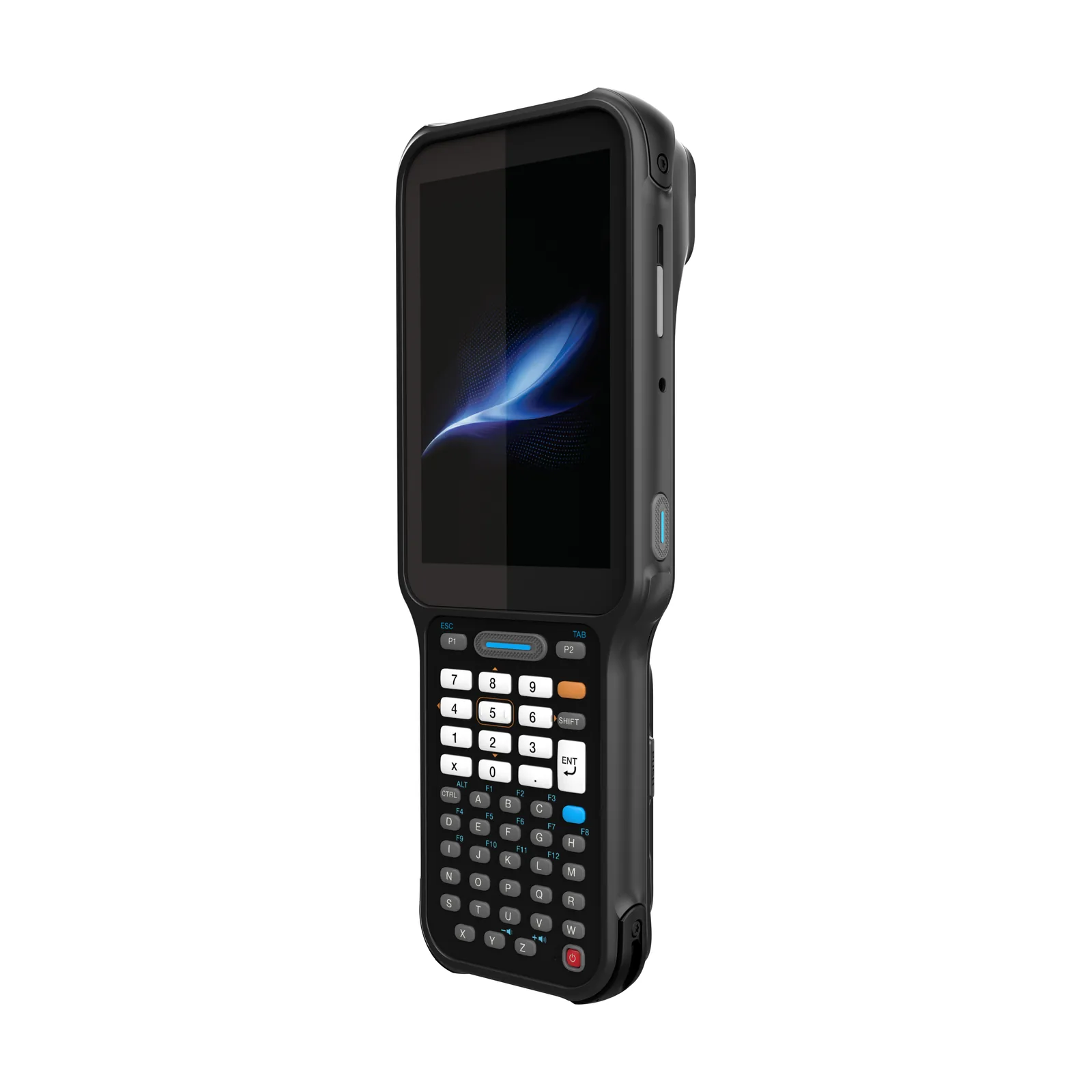 Terminale Bluebird EK430 - vista tre quarti fronte, tastiera alfanumerica