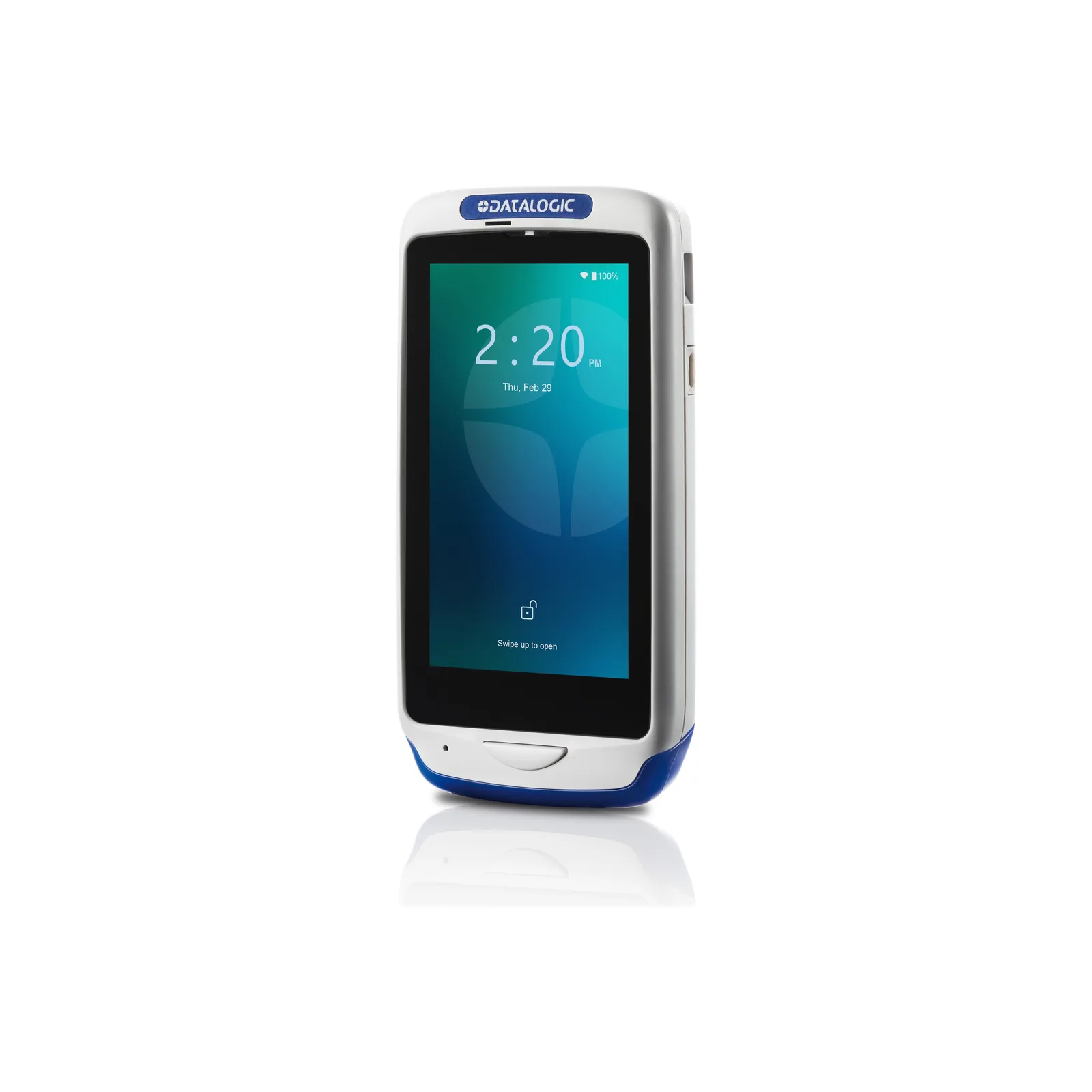 Terminale Datalogic Joya Touch 22 - vista lato sinistro, versione bianco/blu