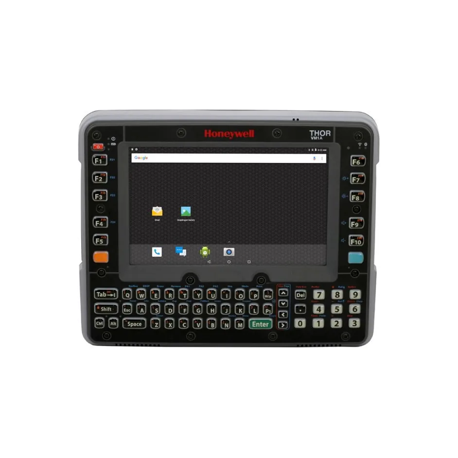 Terminale Honeywell Thor VM1A - vista fronte, schermo acceso con Android, tastiera fisica QWERTY sotto il display